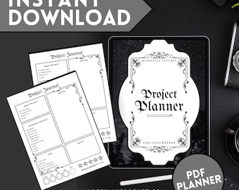 Black & Grey Gothic Crochet Project Planner: 36-Page Crochet Journal (Printable PDF)