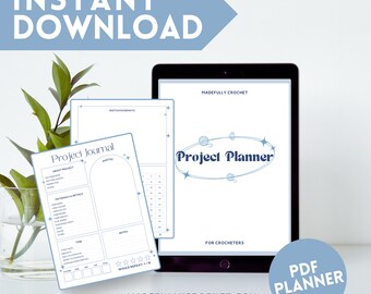 Blue Simple Crochet Project Planner: 36-Page Crochet Journal (Printable PDF)