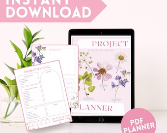Pink Cottagecore Crochet Project Planner: 36-Page Crochet Journal (Printable PDF)