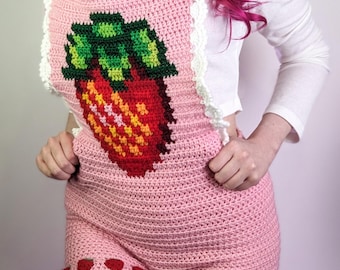 Strawberry Crochet Overalls Romper PDF Pattern - Stardew Valley Inspired