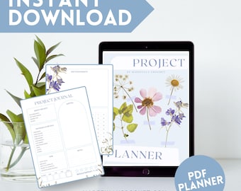 Blue Cottagecore Crochet Project Planner: 36-Page Crochet Journal (Printable PDF)