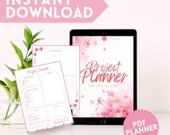 Pink Watercolor Crochet Project Planner: 36-Page Crochet Journal (Printable PDF)
