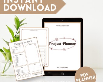 Beige/Brown Simple Crochet Project Planner: 36-Page Crochet Journal (Printable PDF)