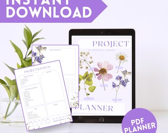 Purple Cottagecore Crochet Project Planner: 36-Page Crochet Journal (Printable PDF)