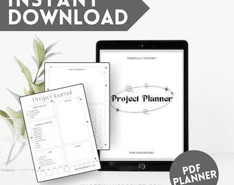Black & Grey Simple Crochet Project Planner: 36-Page Crochet Journal (Printable PDF)