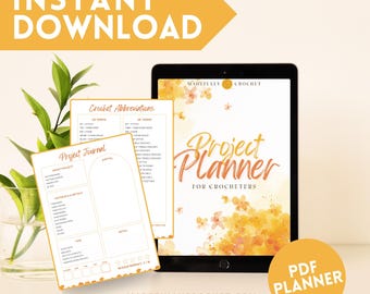 Yellow Watercolor Crochet Project Planner: 36-Page Crochet Journal (Printable PDF)