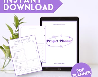 Purple Simple Crochet Project Planner: 36-Page Crochet Journal (Printable PDF)