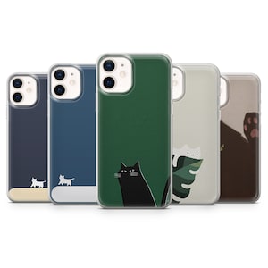 Custodia per telefono Black Cat Disegno Gattino Cover adatta per iPhone 15 Pro Max, 14 Plus, 13, 12, 11, XR e Samsung S24, S23, A54, A53, Pixel 8 Pro, 7