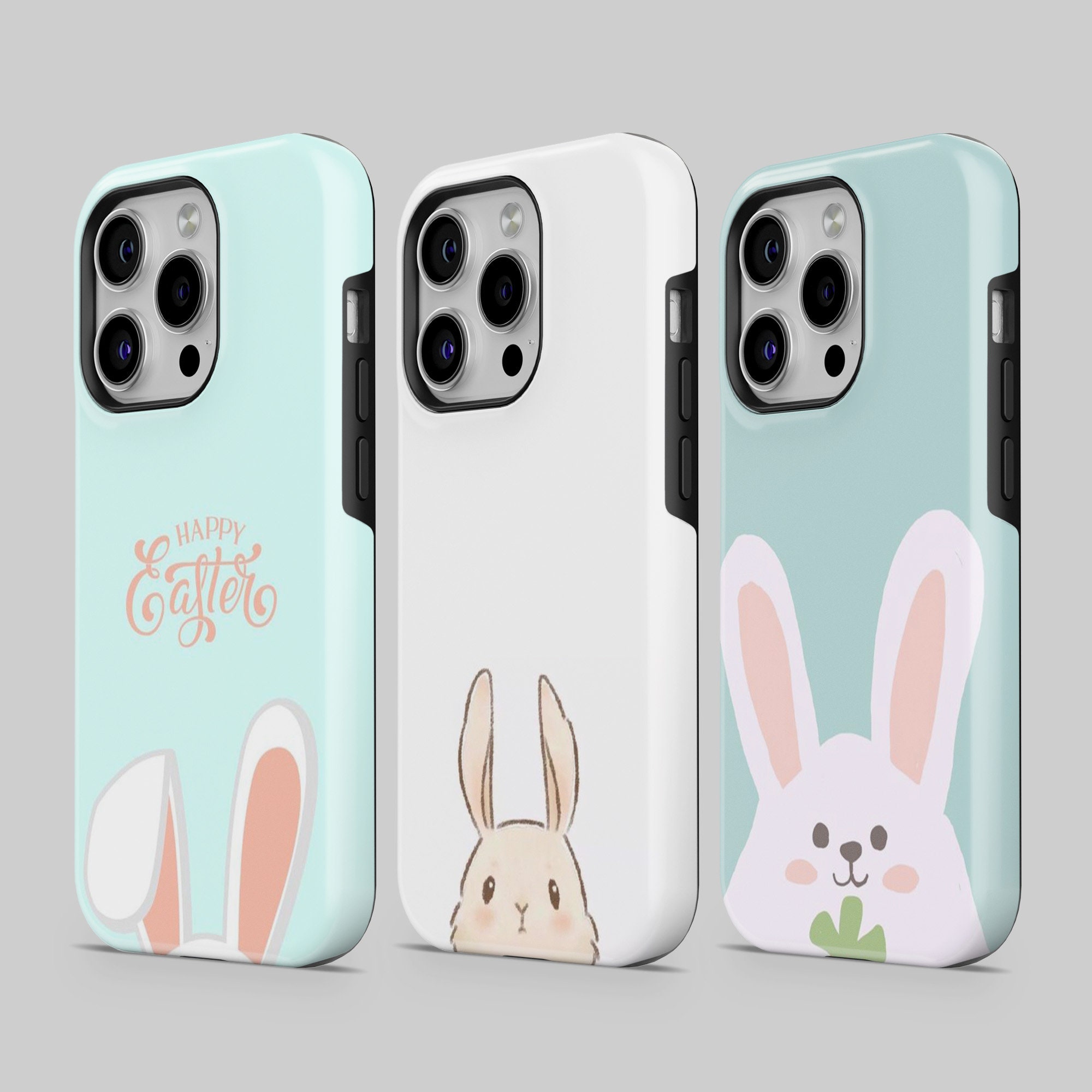 Easter Rabbit Phone Case Spring Tough Cover for iPhone 17, 16Pro, 15, 14, 13, 12, Samsung S25, S24, S23,  S22, A16, A56, A55, Pixel 10Pro, 9