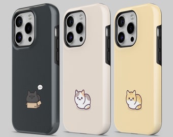 Black Cat Phone Case Minimalist Tough Cover for iPhone 17, 16Pro, 15, 14, 13, 12, Samsung S25, S24, S23,  S22, A16, A56, A55, Pixel 10Pro, 9