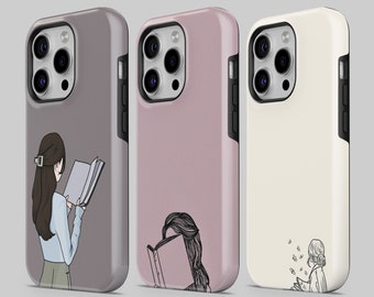 Book Lover  Phone Case Reading Tough Cover for iPhone 17, 16Pro, 15, 14, 13, 12, Samsung S25, S24, S23,  S22, A16, A56, A55, Pixel 10Pro, 9