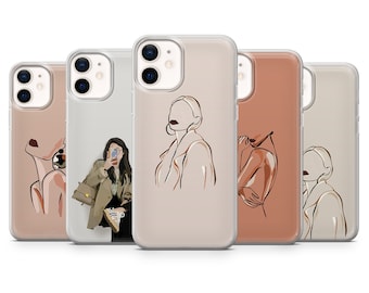 Beige Minimalist Phone Case Flowers Cover fit for iPhone 17, 16Pro, 15, 14, 13, 12, Samsung S25, S24, S23,  S22, A16, A56, A55 Pixel 10Pro 9