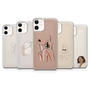 Custodia per telefono beige minimalista con fiori, adatta per iPhone 15 Pro Max, 14 Plus, 13, 12, 11, XR e Samsung S24, S23, A54, A53, Pixel 8 Pro, 7