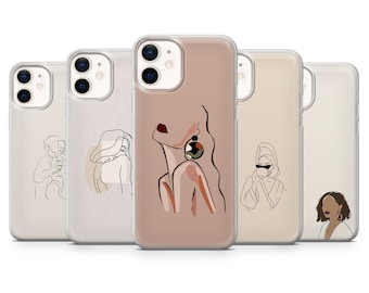Beige Minimalist Phone Case Flowers Cover for iPhone 17, 16Pro, 15, 14, 13, 12, Samsung S25, S24, S23,  S22, A16, A56, A55, Pixel 10Pro 9Pro