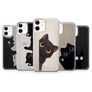 黒猫の携帯電話ケース 動物の絵のカバー iPhone 16 Pro Max、15 Plus、14、13、12、11、XS、Samsung S24、S23、A55、A54、Pixel 9 Pro 8 に適合
