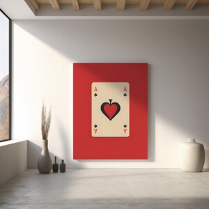 Ace of Hearts Printable Wall Decor | Valentine&#39;s Art Print | Modern Colorful Eclectic Apartment Decor