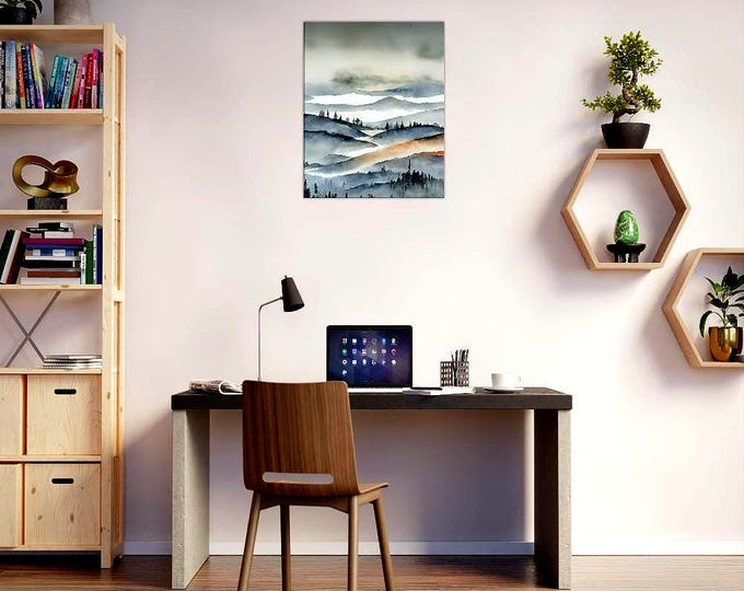 Minimalist Watercolor Canvas | Mountain Landscape | Timeless and Versatile Decor
