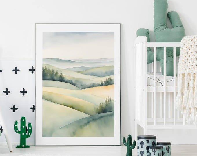 Watercolor Landscape Set | Minimalist and Vintage Digital Art | Instant Download