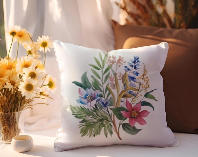 Botanical Floral Cushion Cover – Natural Elegance for Your Home