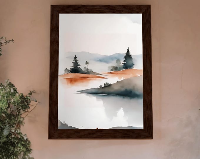Zen Landscape Watercolor Canvas | Minimalist and Feng Shui Decoration | Contemporary Art for Home and Office