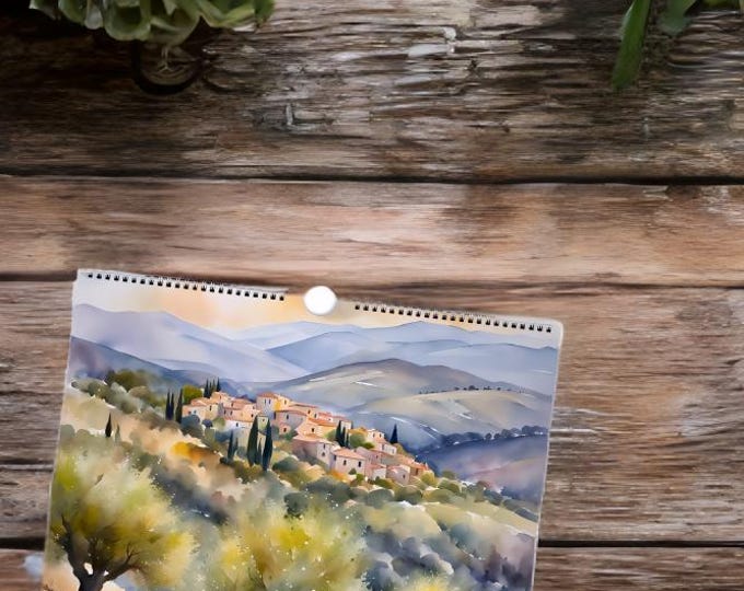 2025 Watercolor Calendar | Seasonal Mediterranean Landscapes | Elegant Home and Office Decor