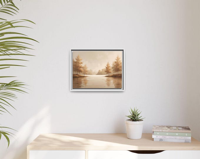 Framed landscape canvas print – serene natural art for home decor, ideal gift for nature lovers