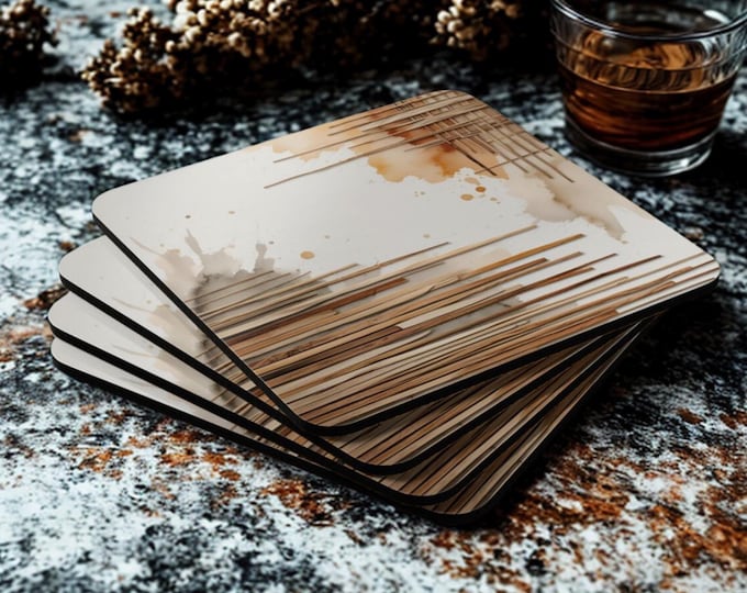 Natural cork coaster set – eco-friendly and rustic home decor, ideal as a housewarming gift