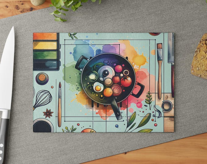 Glass cutting board – artistic and colorful design for creative kitchens, ideal gift for cooks