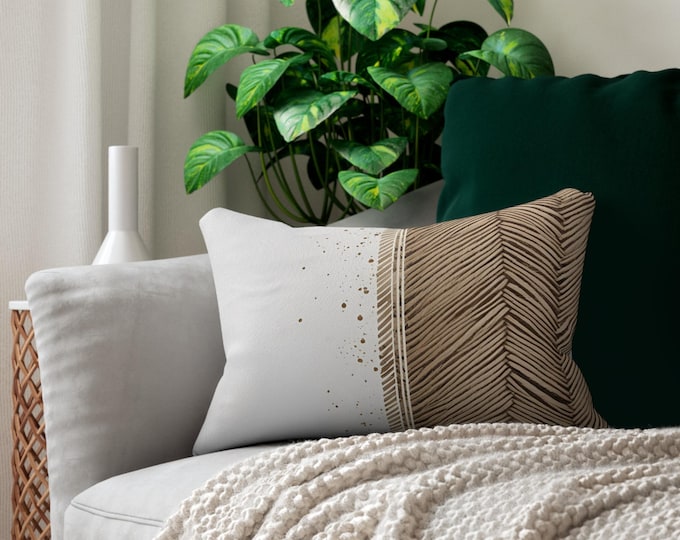 Boho chic lumbar pillow – rustic and cozy decor for couch or bedroom, perfect as a housewarming gift