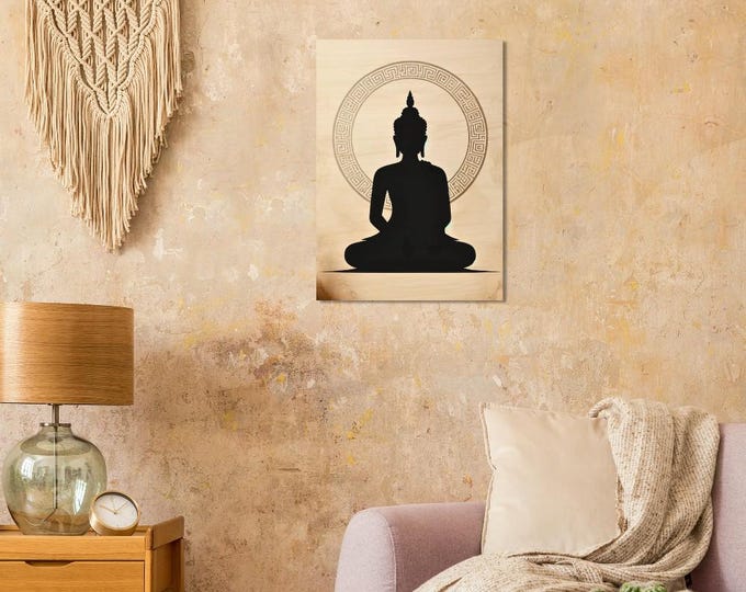 Buddha Wood Print | Minimalist and Zen Art | Natural and Sustainable Decoration