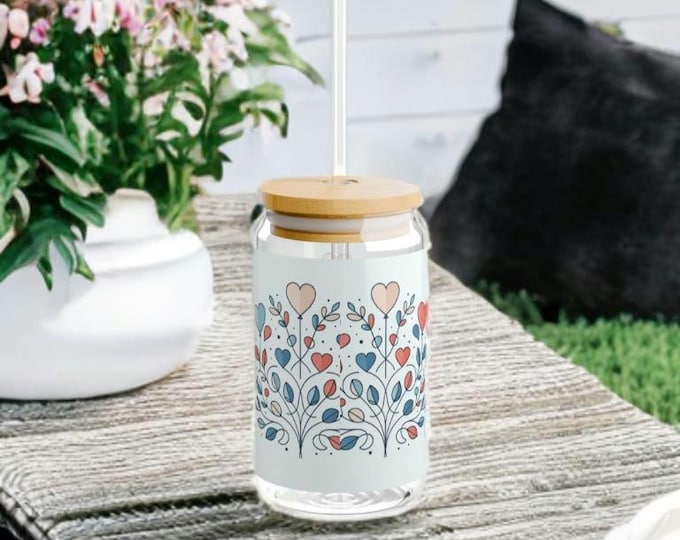Eco-Friendly Tumbler with Lid and Straw | Heart Design | Perfect for Home, Weddings and Gifts
