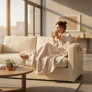 Tiny Rose Pattern Plush Fleece Blanket | Vintage Floral Cozy Throw