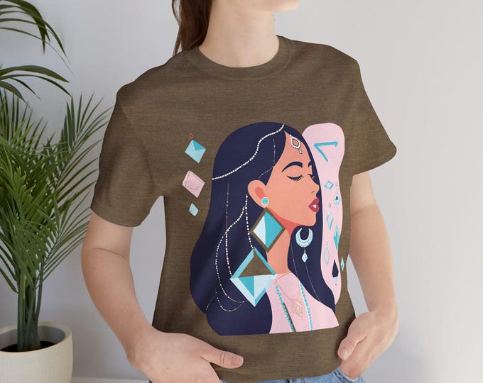 Graphic jewel t-shirt – modern glam design for an urban chic look, a stylish gift