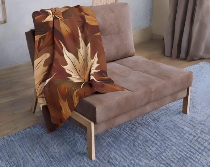 Fall Leaves Fleece Blanket – Cozy Home Decor, Seasonal Gift, Warm Soft Throw Blanket for Couch or Bedroom