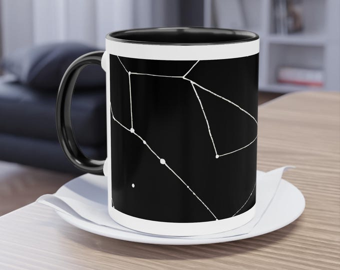 Modern Constellation Coffee Mug, Two-Tone Ceramic Cup for Astrology Lovers, Office Decor, Unique Gift for Birthdays, Home and Kitchen