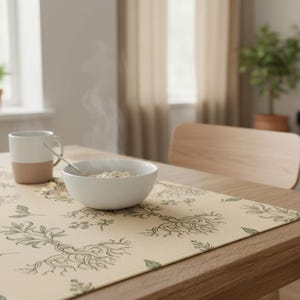 Herbal Root Pattern Placemat | Botanical Kitchen Table Decor