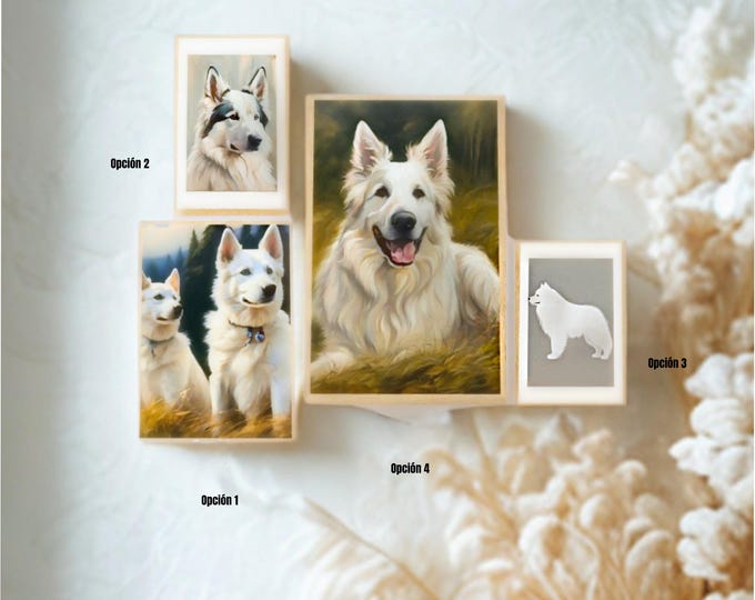 Wooden frames with Nordic dog illustrations – exclusive decorative art for husky and Samoyed lovers