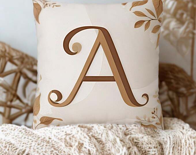Personalized Floral Initial Pillow Cover – Cozy and Elegant Decor, Ideal as a Monogrammed Gift for Her