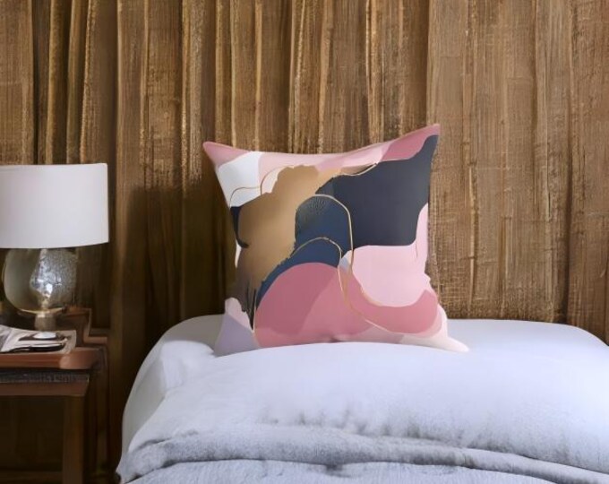 Abstract Art Cushion – Modern Decor in Pink Tones, Boho Chic Style, Ideal for Sophisticated Homes