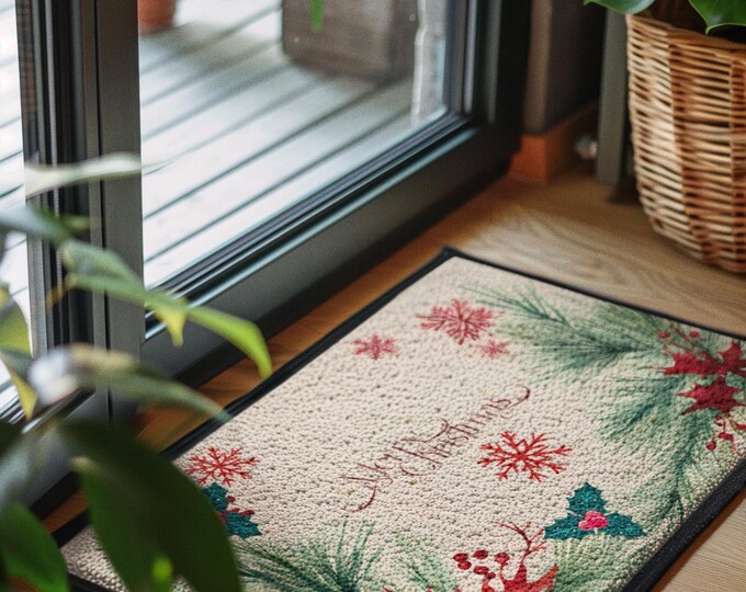 Christmas Doormat, Festive Entrance Rug, Holiday Home Decor, Winter Welcome Mat, Seasonal Decor