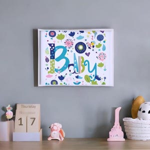 Póster Infantil con Marco de Madera | Decoración Colorida para Bebés y Niños