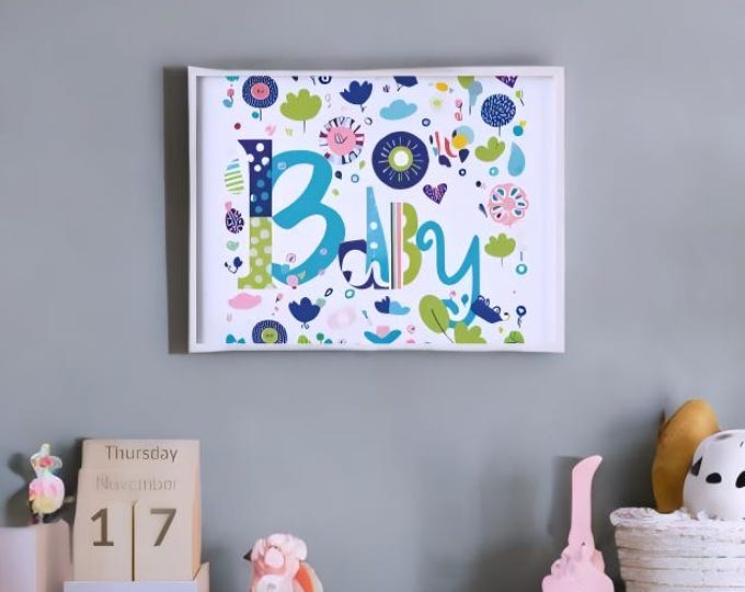 Children's Poster with Wooden Frame | Colorful Decoration for Babies and Children