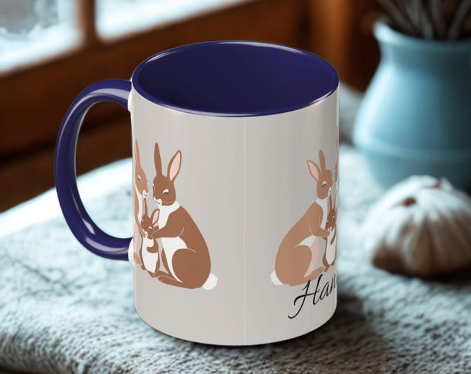 Personalized mug with a bunny family – adorable and unique, ideal for animal lovers and a special gift for her