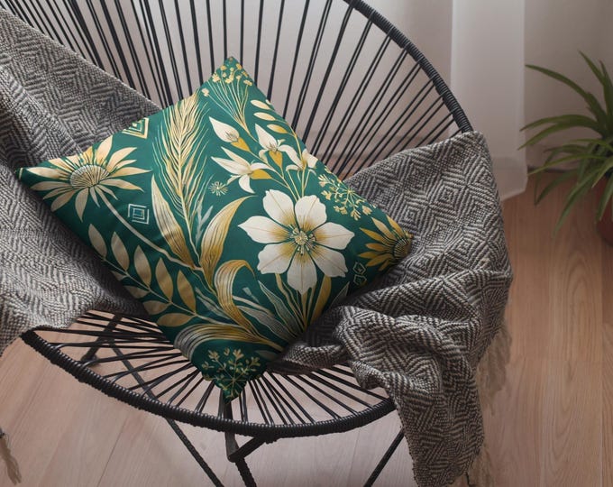 Faux Suede Pillow Cover | Elegant Floral Design | Cozy Decor for Living Room and Bedroom