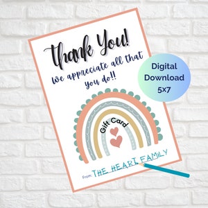 Thank You Teacher Printable Gift Card Holder / Printable Teacher Thank ...