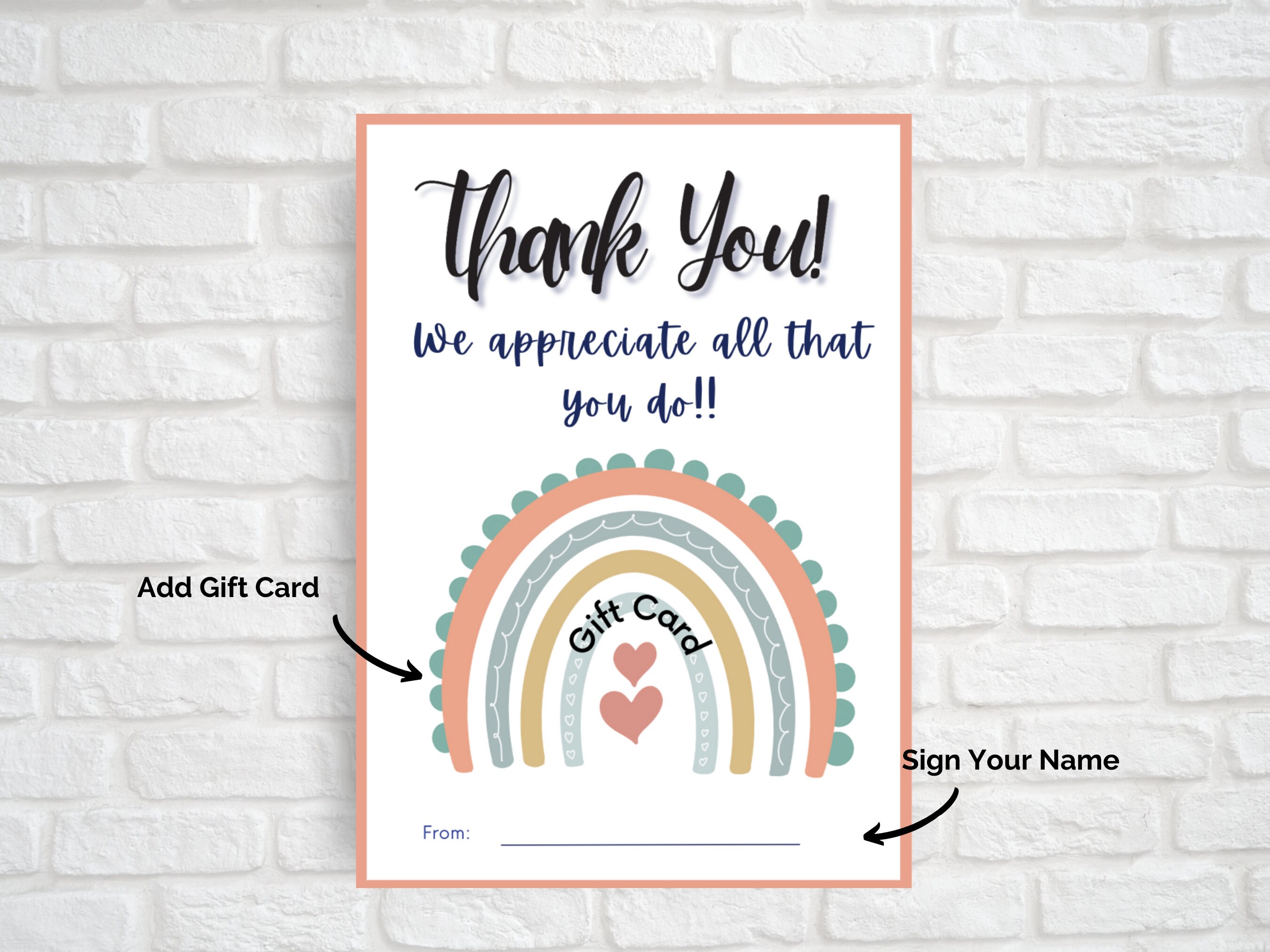 Thank You Teacher Printable Gift Card Holder / Printable Teacher Thank ...
