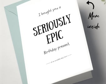 Funny Birthday Card: Downloadable and printable, sarcastic, funny birthday card with a snarky tone. Black and white for easy print.