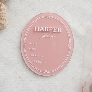Classic Acrylic Birth Stat Sign|Monthly Milestone Markers| Baby Name Sign|Baby Name Announcement|Newborn Name Acrylic Sign| Baby Shower Gift
