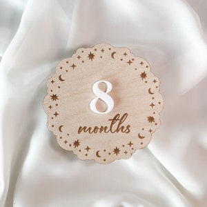 Cartes jalon nuit étoilée, pétoncles des bois | Marqueurs d'étapes mensuelles | Carte d'étape interchangeable Boho | Cadeau baby shower | Accessoire photo