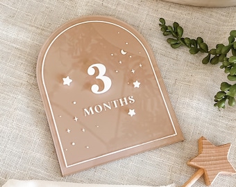 Acrylic Star Arch Milestone Cards | Monthly Milestone Markers | Boho Interchangeable Milestone Card | Baby Shower Gift | Photo Prop